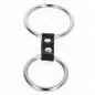 Preview: Doppelter Penisring Aus Metall 3.7cm Bis 5cm Verbunden Durch Lederband Modell 2 – Kink