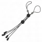 Preview: Black elastic glasses holder with adjustable cords and rubber loops at the ends.