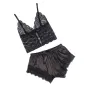 Preview: Lässige Seidennachthemd + Spitzenhose Schwarz S/M – Subblime