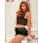 Preview: Casual silk nightgown + lace trousers, black, L/XL – Subblime