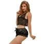 Preview: Casual silk nightgown + lace trousers, black, L/XL – Subblime