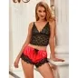 Preview: Lässige Seidennachthemd + Spitzenhose Schwarz/Rot S/M – Subblime