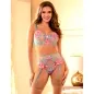 Preview: Bra + Panties with Garter Belt, Floral Design, Blue, S/M – Subblime