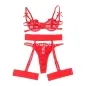 Preview: Bh + String + Strumpfgürtel Mit Herzdruck Rot S/M – Subblime