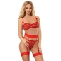 Preview: SUBBLIME - 954321 BH + STRING + STRUMPFGÜRTEL MIT HERZDRUCK ROT S/M