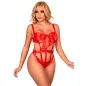 Preview: Woman in red lingerie with a bow, posing in front of a white background.