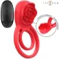 Preview: Roter Vibrationsring mit Rosenmotiv und Fernbedienung, 10 Vibrationsmodi, Marke "Intense".