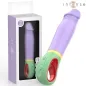 Preview: Lila Vibrator mit grünem Griff und rotem Akzent, neben passender Verpackung mit "intense" Logo.