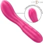Preview: Rosa Vibrator mit geschwungener Form, zwei Knöpfen und Fokus auf Klitorisstimulator.