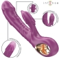 Preview: Lila Vibrator mit mehreren Stimulationsmodi, goldener Griff, Markenname "Intense" oben rechts.