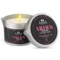 Preview: Schwarze Massagekerze mit Deckel, Aufschrift "ARDES Sensual", Duft "Strawberry Grape", 80 ml, mit Sheabutter.
