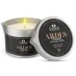 Preview: Black massage candle with lid, scent "Chocolate", brand LuxuriA, burning, 80 ml.