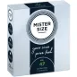 Preview: Packaging of Mister Size condoms, size 47, extra fine, 3 pieces, with slogan "your size, pure feel".