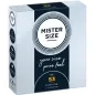 Preview: Verpackung von Mister Size Kondomen, Größe 53, extra fein, 3 Stück, mit Slogan "your size pure feel".