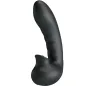 Preview: Black, curved massager with textured handle and rounded tip, side view.