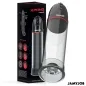 Preview: Packaging and product of an automatic penis pump from Jamyjob, with a black and transparent design.