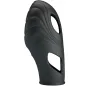 Preview: Black, futuristic shoe with a curved design and large cutouts on the sides.