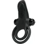 Preview: Black silicone vibration ring with nubs and two rings, CE marking visible.