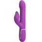 Preview: Lila Vibrator mit zwei Armen, ergonomisches Design, glatte Oberfläche, Bedienelemente am Griff.