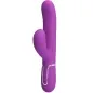 Preview: Purple vibrator with two arms and textured surfaces, silver accents and controls on the handle.