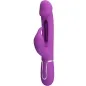 Preview: Lila Vibrator mit Klitoris-Stimulator und Bedienelementen am Griff, auf weißem Hintergrund.