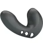 Preview: Black, ergonomically shaped device with a smooth surface and three holes on the underside.