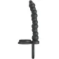 Preview: Black, spiral-shaped silicone toy with ring handle, shown from the side on a white background.