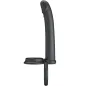 Preview: Black silicone sex toy with curved shaft and two rings, side view.