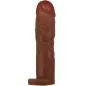 Preview: Brauner, realistischer Dildo mit Adern und abgerundeter Spitze, aufrecht stehend.