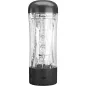 Preview: Transparent, cylindrical container with black lid and base, containing spiral structures inside.