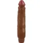 Preview: Brown bottle in the shape of a dildo with a red lid, standing upright.