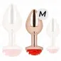 Preview: Pink Gold Anal Plug With Red Rose M – Kink