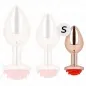 Preview: Rosa Goldener Analstecker Mit Roter Rose S – Kink