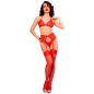 Preview: CHILIROSE - CR 4848 ROT SPITZEN-BH + TANGA + STRÜMPFE SET M