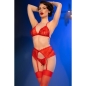 Preview: CHILIROSE - CR 4848 ROT SPITZEN-BH + TANGA + STRÜMPFE SET M