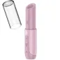 Preview: Rosa Lippenstift-ähnliches Gerät mit abnehmbarer Kappe, seitlichen Tasten und glatter Oberfläche.