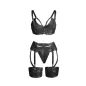 Preview: Schwarzer Bondage-Bh Mit Strumpfband-Set S/M – Subblime