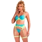 Preview: SUBBLIME - 955311 BH-SET MIT SPITZE UND STRUMPFBAND GRÜN UND BLAU S/M