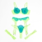 Preview: SUBBLIME - 955311 BH-SET MIT SPITZE UND STRUMPFBAND GRÜN UND BLAU S/M