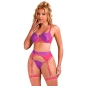 Preview: SUBBLIME - 955359 BH-SET MIT SPITZE UND STRUMPFBÄNDERN ROSA UND LILA S/M