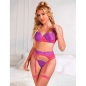 Preview: SUBBLIME - 955359 BH-SET MIT SPITZE UND STRUMPFBÄNDERN ROSA UND LILA S/M