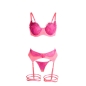 Preview: SUBBLIME - 955359 BH-SET MIT SPITZE UND STRUMPFBÄNDERN ROSA UND LILA S/M