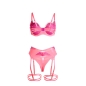 Preview: SUBBLIME - 955359 BH-SET MIT SPITZE UND STRUMPFBÄNDERN ROSA UND LILA S/M