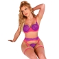 Preview: SUBBLIME - 955359 BH-SET MIT SPITZE UND STRUMPFBÄNDERN ROSA UND LILA S/M