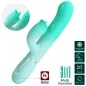 Preview: Türkiser Vibrator mit Klitoris-Stimulator, 7 Modi, wasserdicht, Silikon, 3-in-1-Funktion, Burst Climax Button.