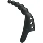 Preview: Black, curved silicone toy with heart-shaped cutouts and a pearl texture at the end.