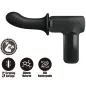 Preview: Black massage device with 5 settings, silicone material and USB charging. Icons for functions are located underneath.