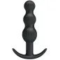Preview: Black, ribbed anal toy with three balls and a curved handle.