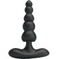 Preview: Black, stepped anal plug with multiple balls and a wide base.