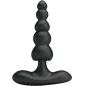 Preview: Black, stepped anal plug with multiple balls and a wide base.